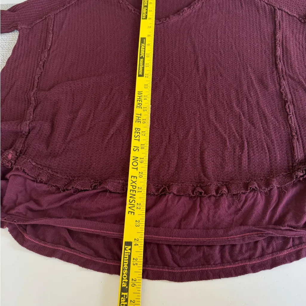 Vintage Y2K Free People We The Free Burgundy Wine Thermal Ruffle Hem Tunic Top - Image 14