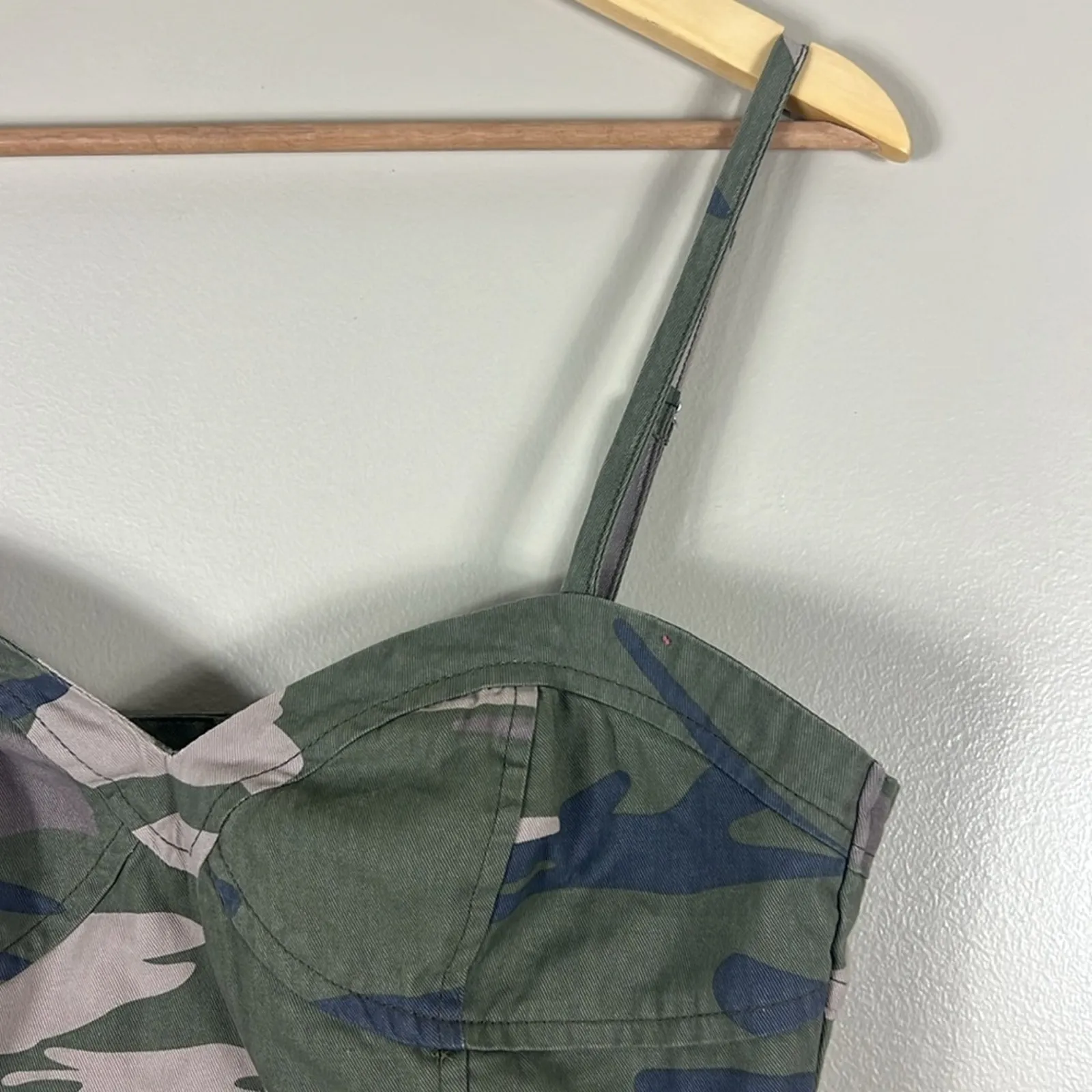 NWT Forever 21 Corset Top Womens L Green Camo Bustier Military Y2K Grunge Baddie - Image 5