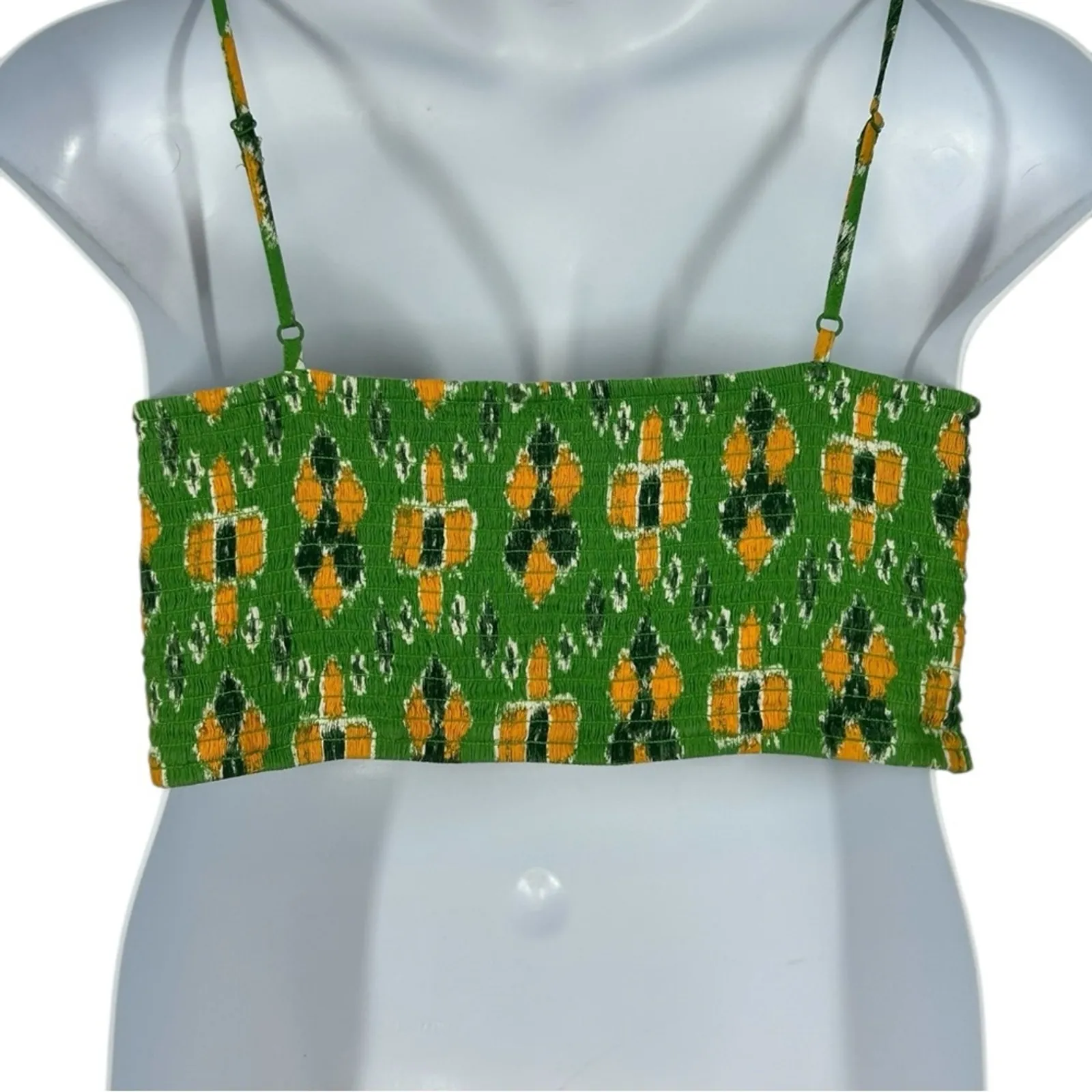 Aerie Beach Floral Tie Front Crop Top Green Yellow White Size L Summer Festival - Image 7