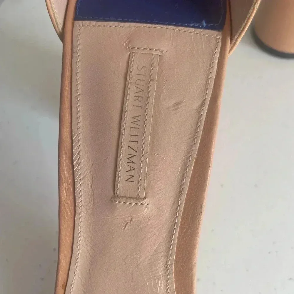 Stuart Weitzman Nearly nude Sandal Block Heel Strappy Heels Like New‎ Size 12 - Image 16