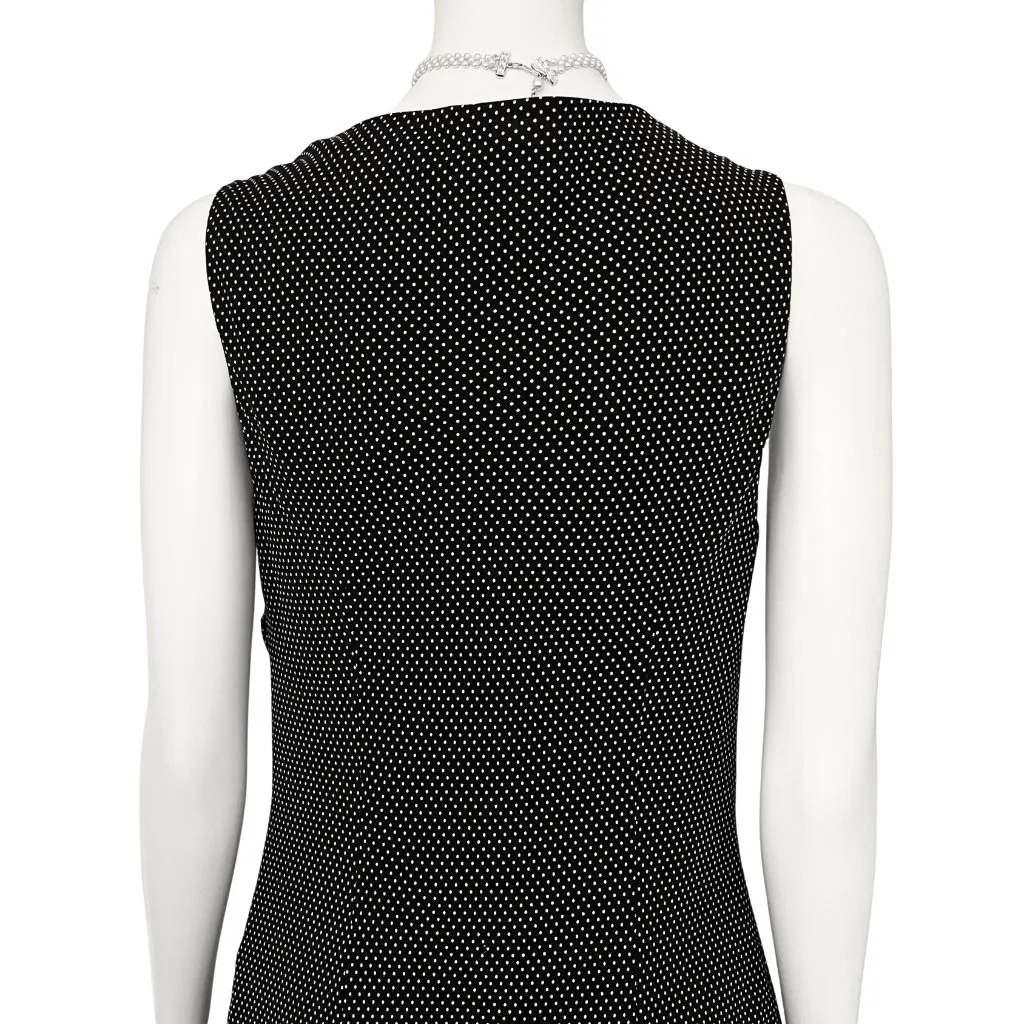 Vintage Y2K 100% Silk Polka Dot Cowl Neck Midi Dress. S/M 8. Preppy Twee Black - Image 12