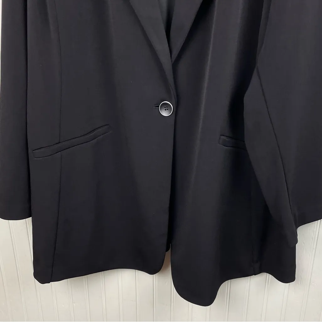 Susan Graver Solid Black LK Fusion Revere Collar Blazer Women's Size 3X Stretch - Image 5