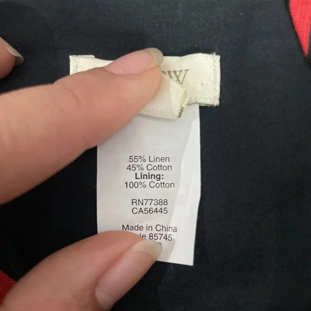 J. Crew Red Black Sleeveless Derby Striped Linen Blend‎ Cocktail Dress Size 0 - Image 8