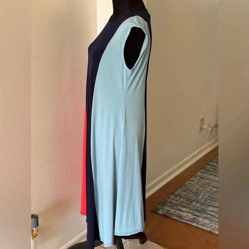 A Pea In The Pod Maternity Colorblock Sleeveless Round Neck Midi Dress - Image 4