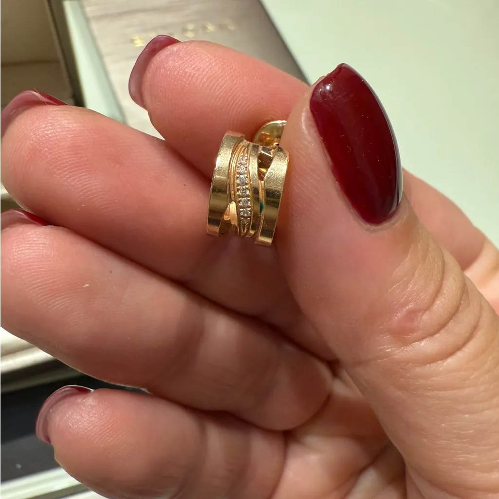 Bulgari Rose Gold diamond Double Hoop Earrings - Image 4