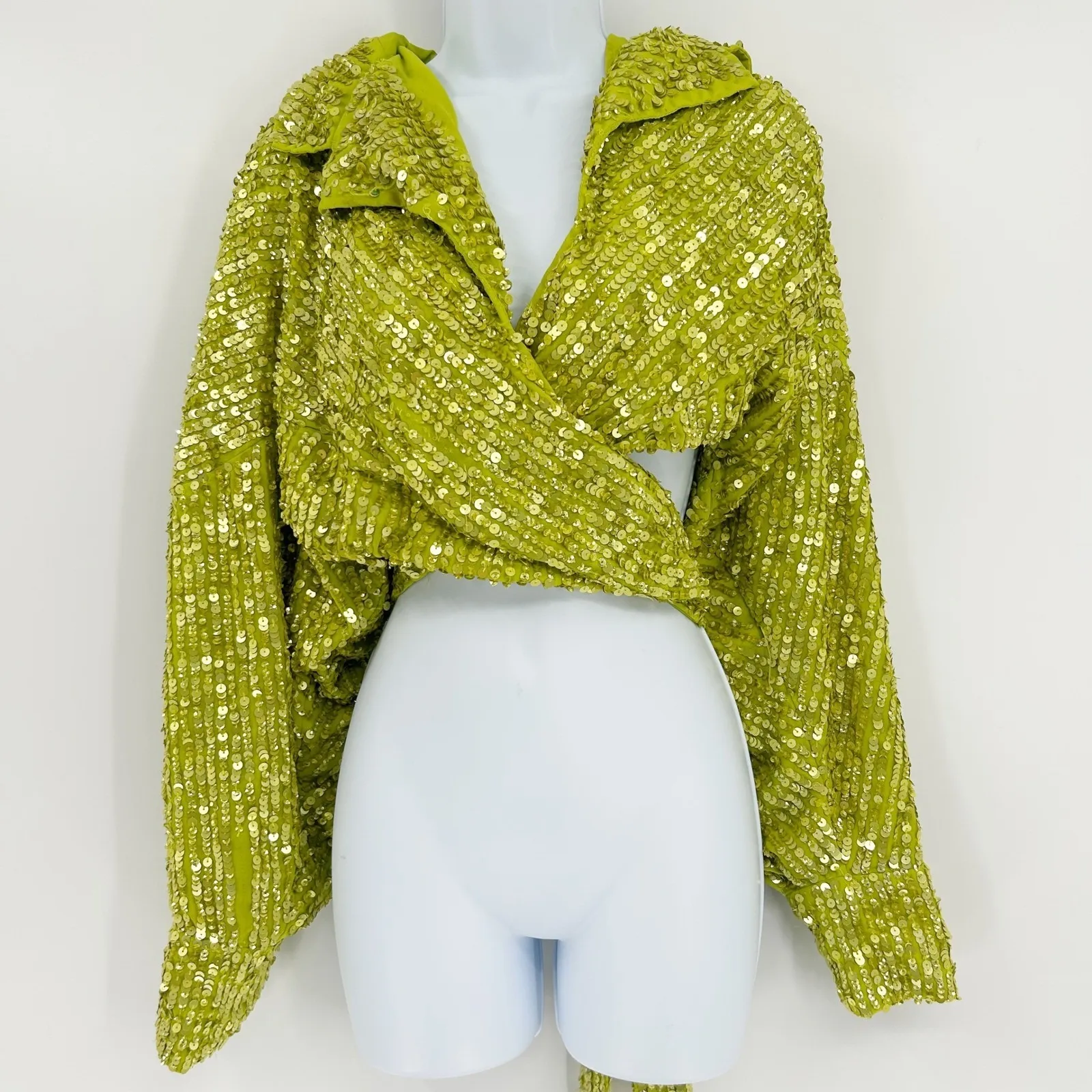 ASOS Edition Womens Slouchy Sequin Wrap Front Party Statement Crop Top Size 0 - Image 3