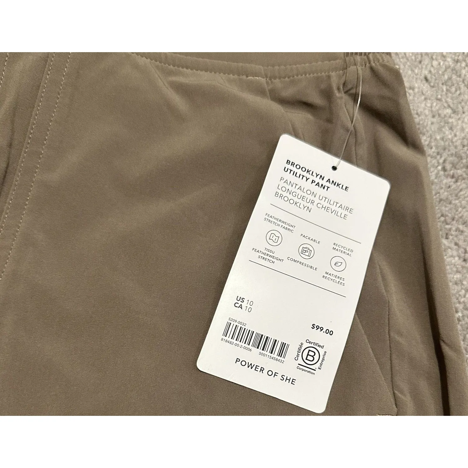 ATHLETA Brooklyn Ankle Utility Pants 10 Tan Stretch Travel Casual Work Mid Rise - Image 5