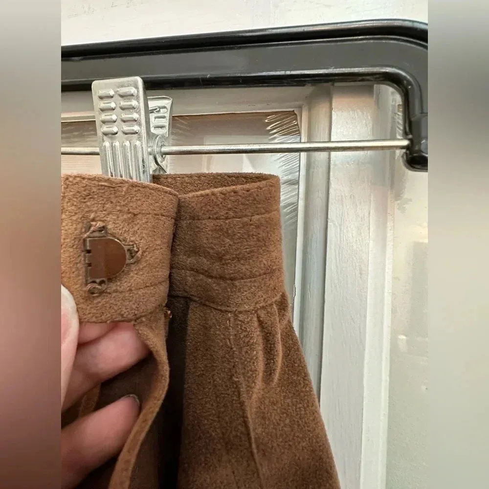 Vintage Bill Blass  Blassport Brown Suede Leather Midi Pencil Skirt Size 6 Small - Image 7