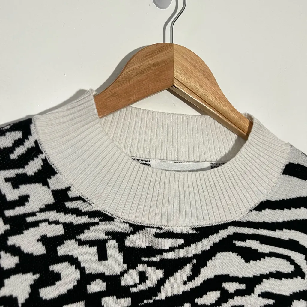 Adyson Parker Pattern Mock Neck Sweater Black & White‎ Size 2X - Image 8