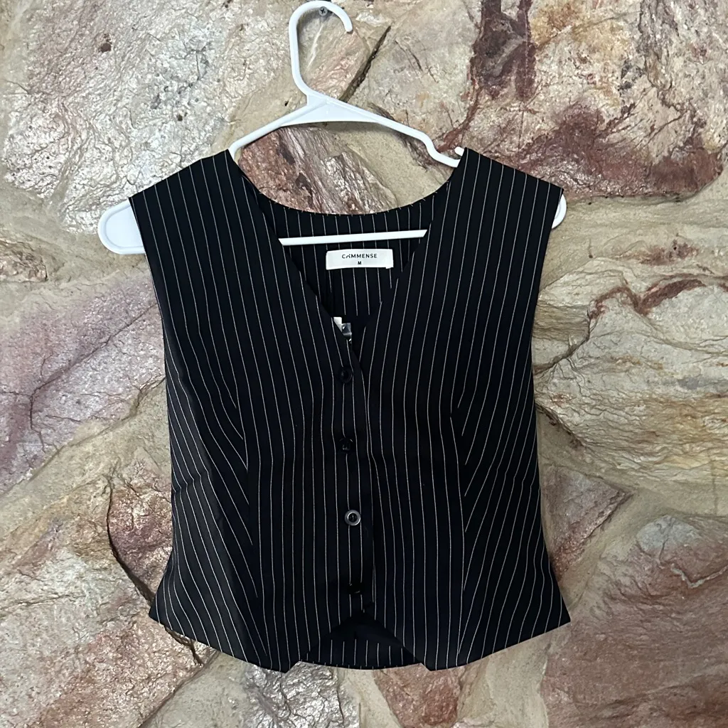 Commense Relaxed Striped Suit Pants Set size medium Black - Image 6