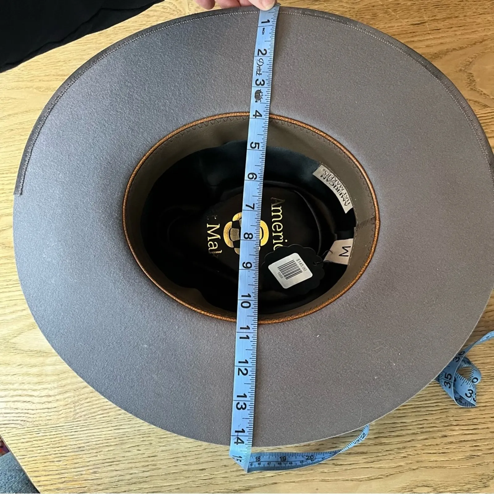 NWT Felt Rancher Hat Fedora ‘Mom’ Cowgirl Western Wide Brim Gray Patches Medium - Image 9