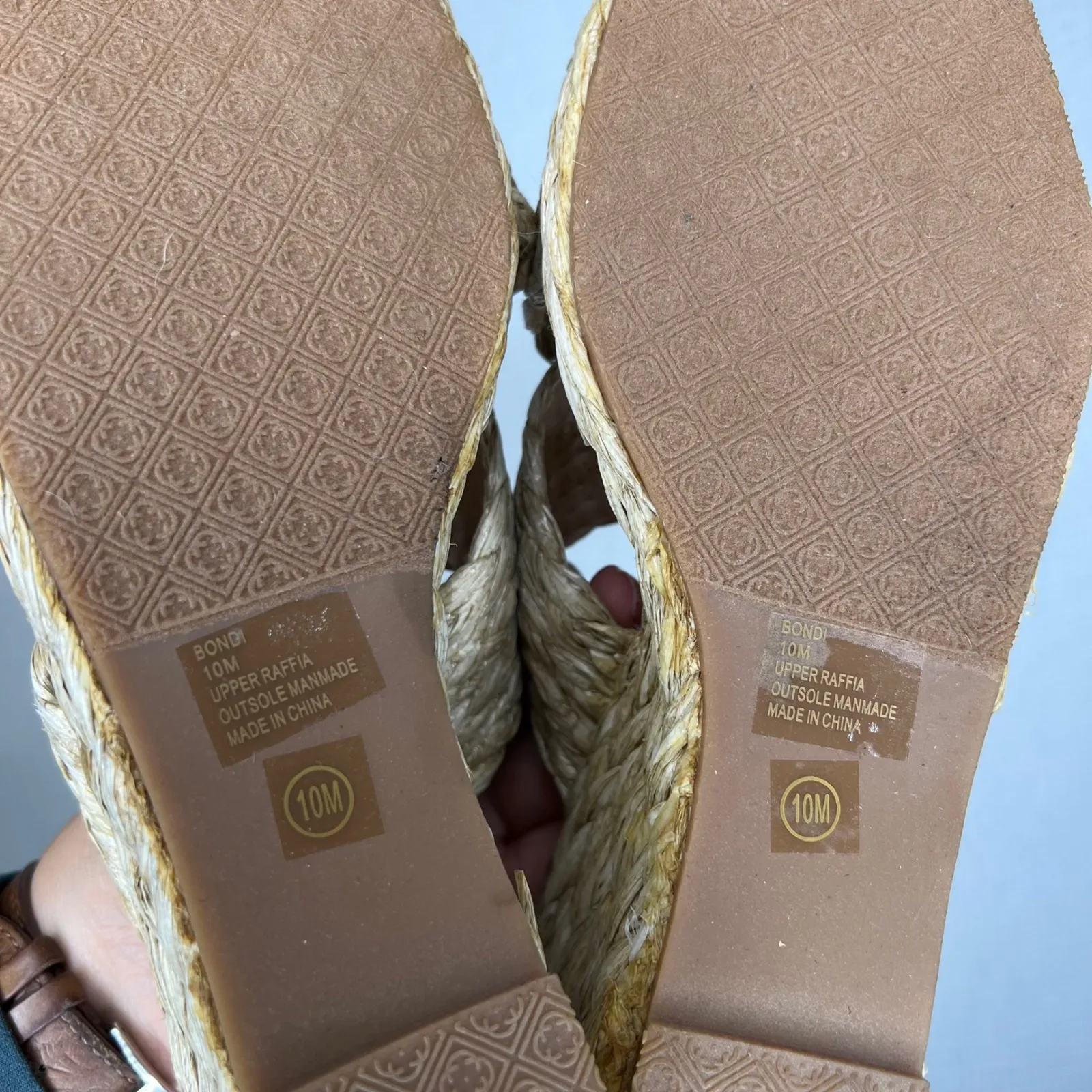 Beach by‎ Matisse Raffia Woven Cross Strap Wedge Sandal Size 10M Tan - Image 6