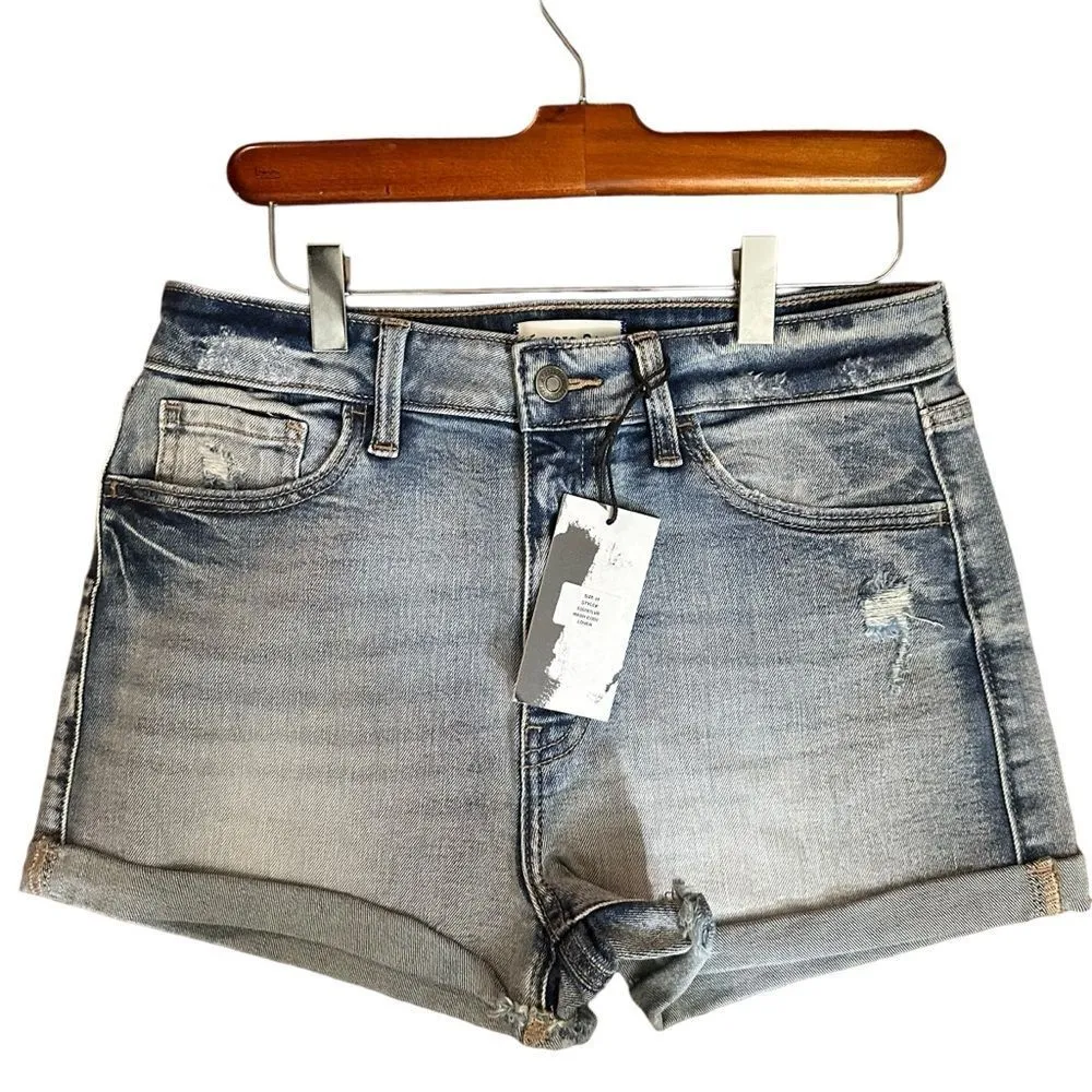 Studio Blue Womens Denim Shorts Size 28 Distressed Cuffed Light‎ Wash Lover - Image 5