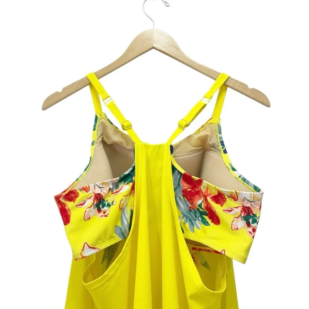 NWT SWIM by Cacique Yellow Floral Blouson Tankini & Bikini Bottom Set Size 14/16 - Image 8