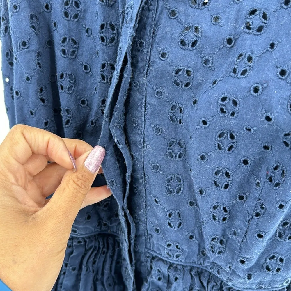 J.Crew Eyelet shirtdress nautical preppy coastal summer Hamptons classic chic Blue Size 4P - Image 7