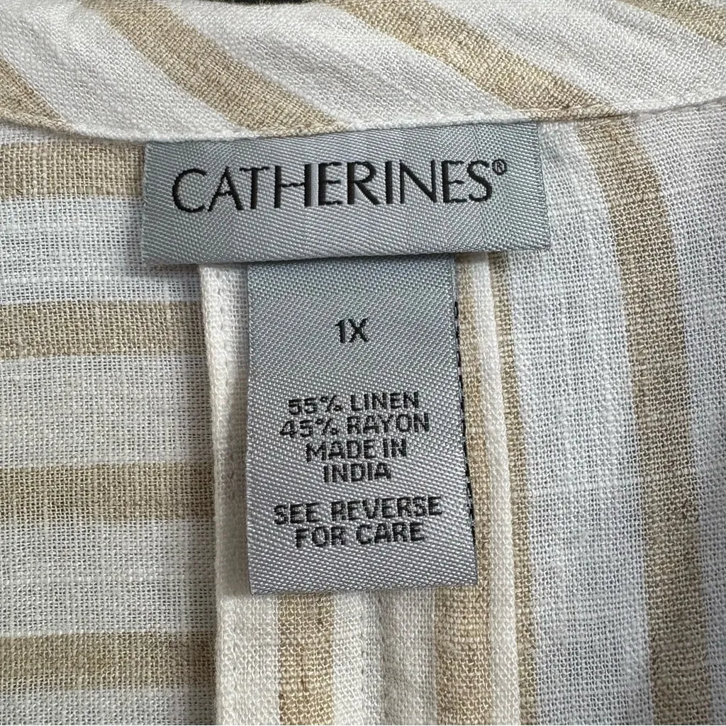 Catherine’s NWT Tan Striped 1X Blouse Business Casual Office Career Classic - Image 4