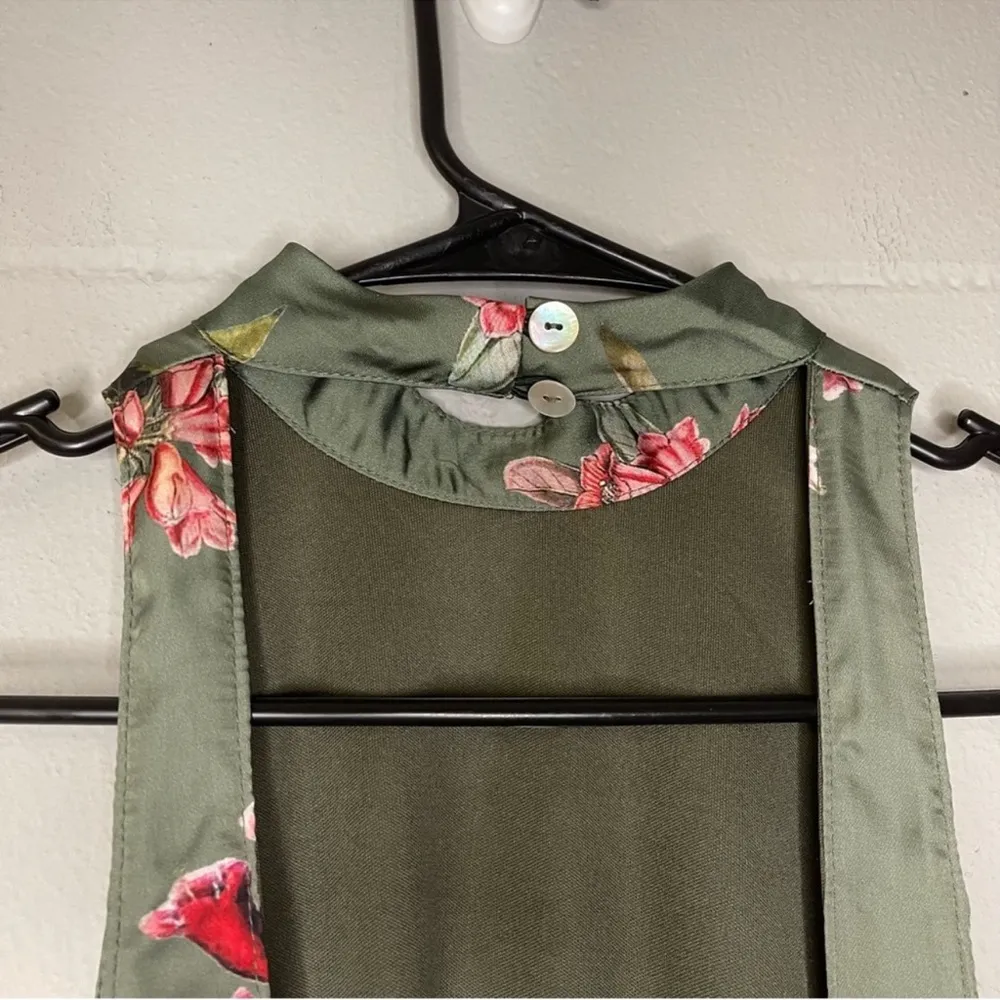 Show Me Your MuMu V Right Back Mini Dress in Green Laura Flora Women’s Size XS - Image 6