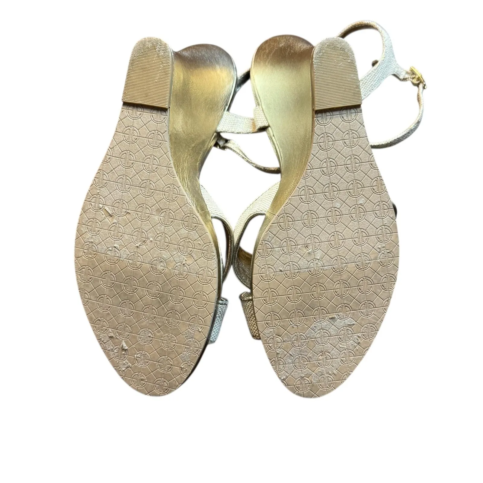 Lilly Pulitzer Shoes Womens Size 9.5 Gold Wedge Strappy Sandals Ankle Strap - Image 8