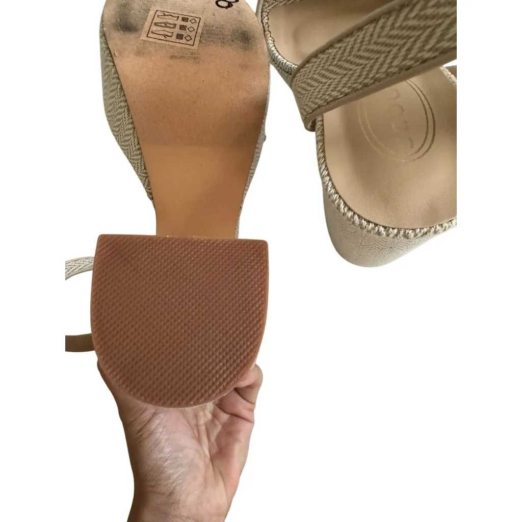 SCOOP Herringbone Cream Platform Sandals Heels Size 8.5 - Image 6