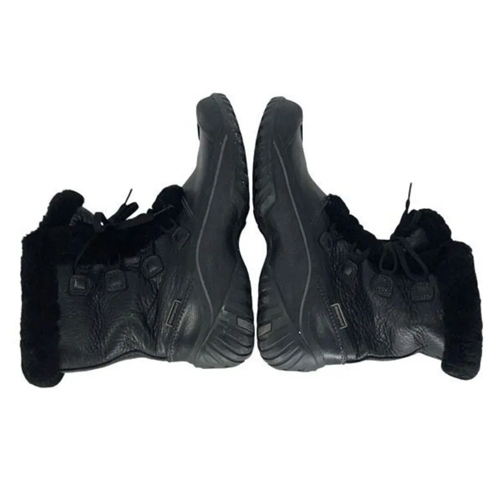 Clarks Womens‎ Leather Bold Crystal Saddle Fur Muckers Winter Boots Black Size 8 - Image 4