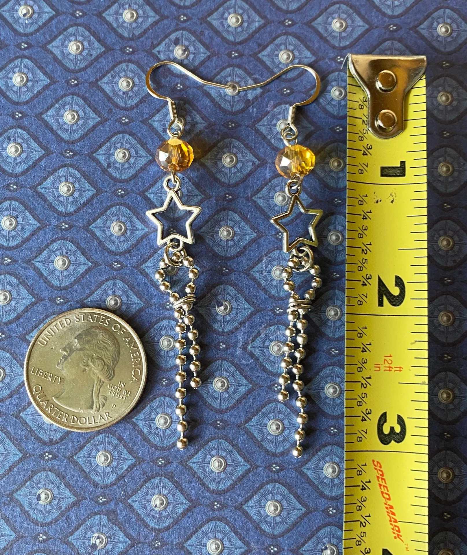 cute Kawaii y2k grunge style shooting star chain dangle earrings🌙⭐️👼💖 - Image 4