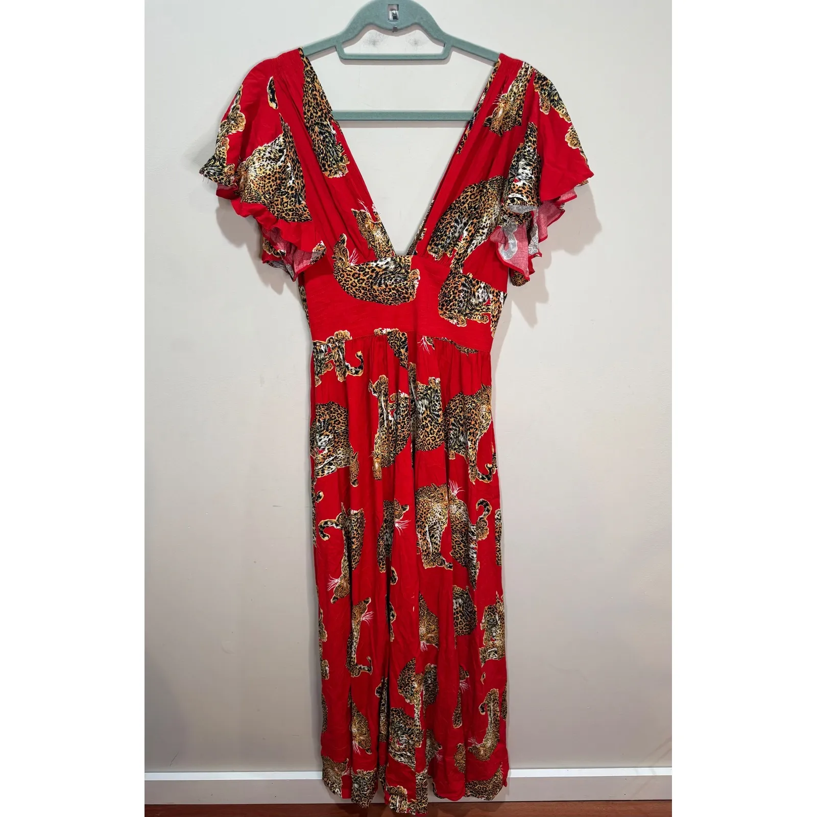 Trashy Diva Candice Gwinn My Pet Leopard Maxi Dress Red Sz 6 NWT RETIRED PRINT - Image 3