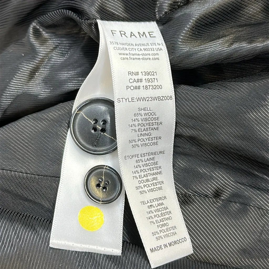 Frame Black Wool Blend Fitted Storm Flap Double Breasted Blazer Womens Size 10 - Image 13