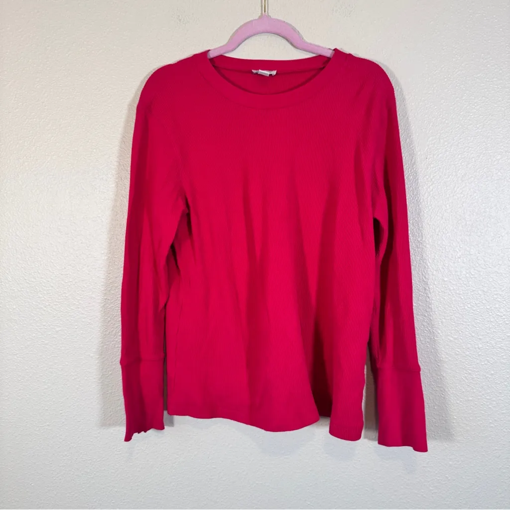 Sundance Hot Pink Waffle Knot Thermal Sweater Womens XL Fall Cozy Casual - Image 5