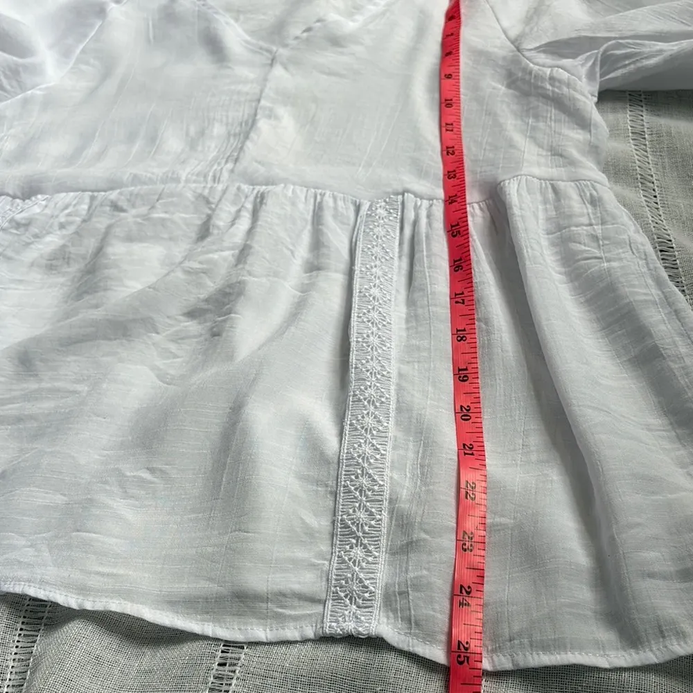 Counterparts White Peplum Blouse with Bell Sleeves - Image 10