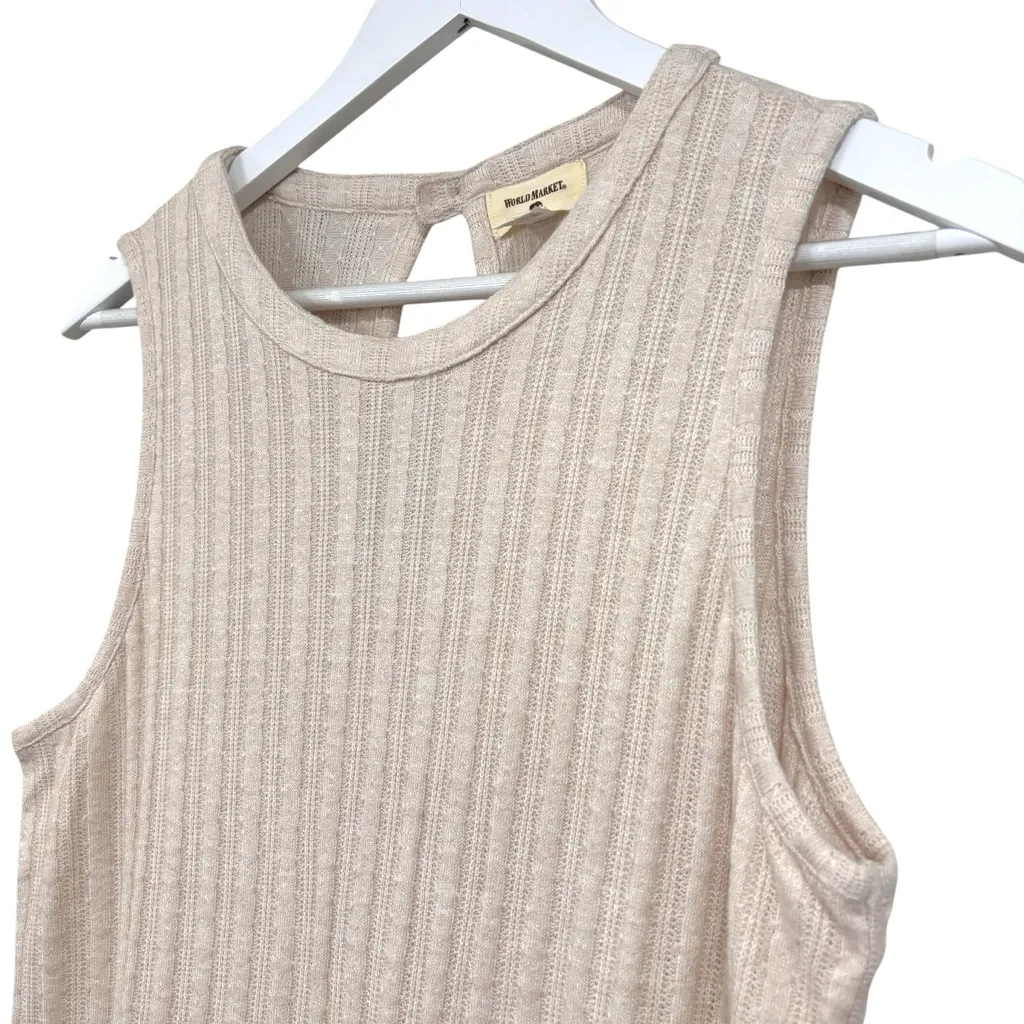 World Market Ivory Sleeveless Knit Cropped Jumpsuit Women’s Size L/XL - Image 2