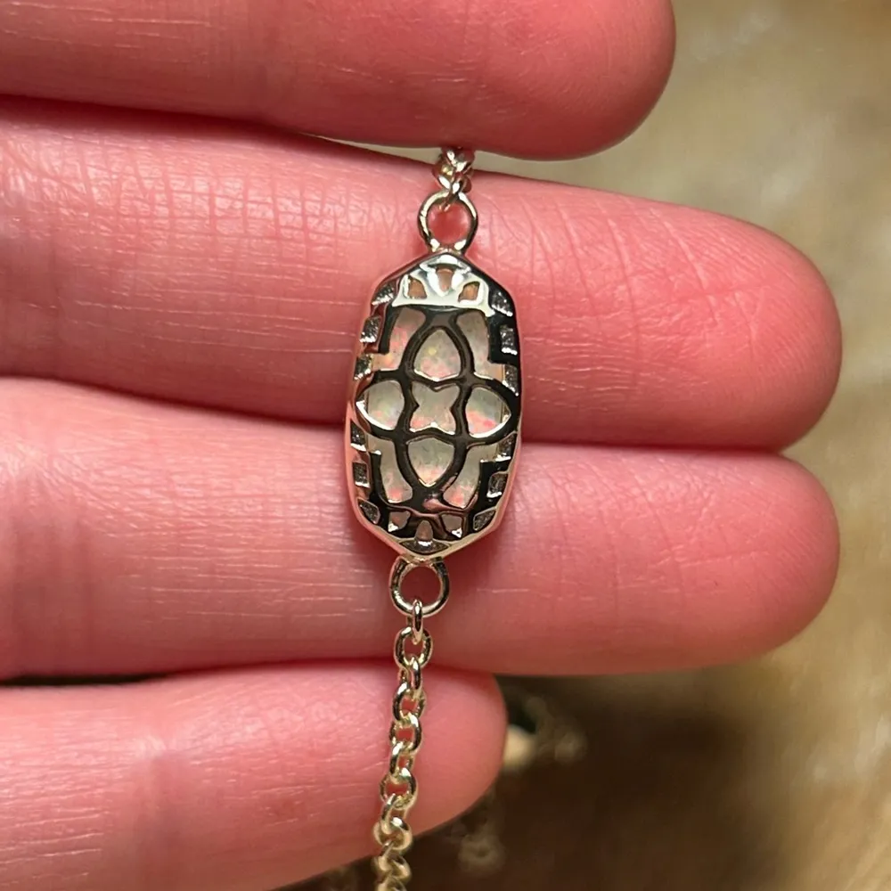 Kendra Scott Elaina White Kyocera Opal Gold Adjustable Bracelet - Image 15