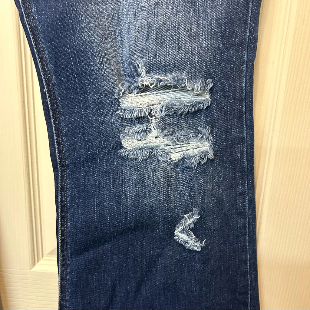 KanCan Flare Denim Blue Jeans Dark Wash Distressed 5 Button Fly Womens Size 22W - Image 10