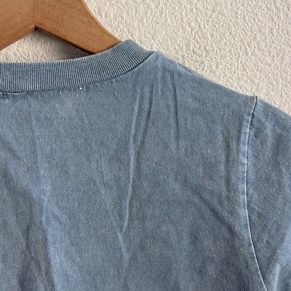 Hawaii Cropped Tee T-Shirt Embroidered Blue White Small - Image 6