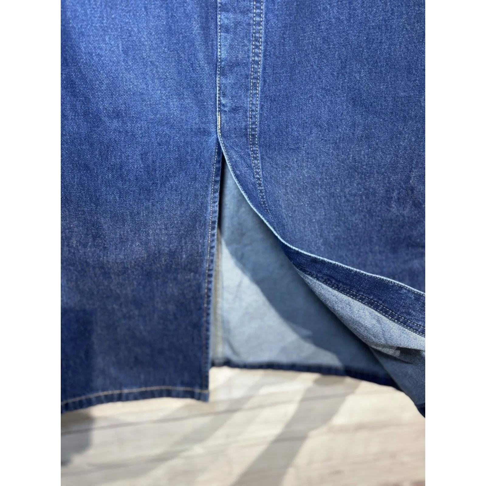 Mango MNG Fray Hem  Denim Skirt LARGE - Image 3