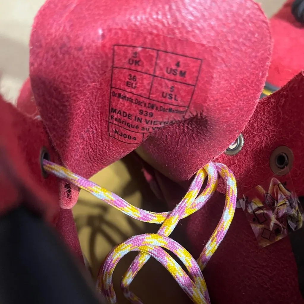 Dr. Martens 939 Ben Long Nap Suede Hiker Combat Boots RED Sz W5 M4 NWOT - Image 5