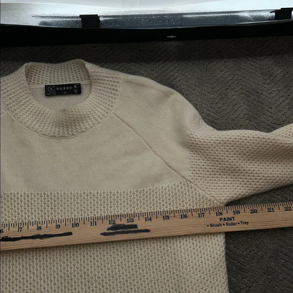 DONGXIAC Ordos Cashmere Knit Dress Ivory Long Sleeve Size 95 Luxury - Image 9