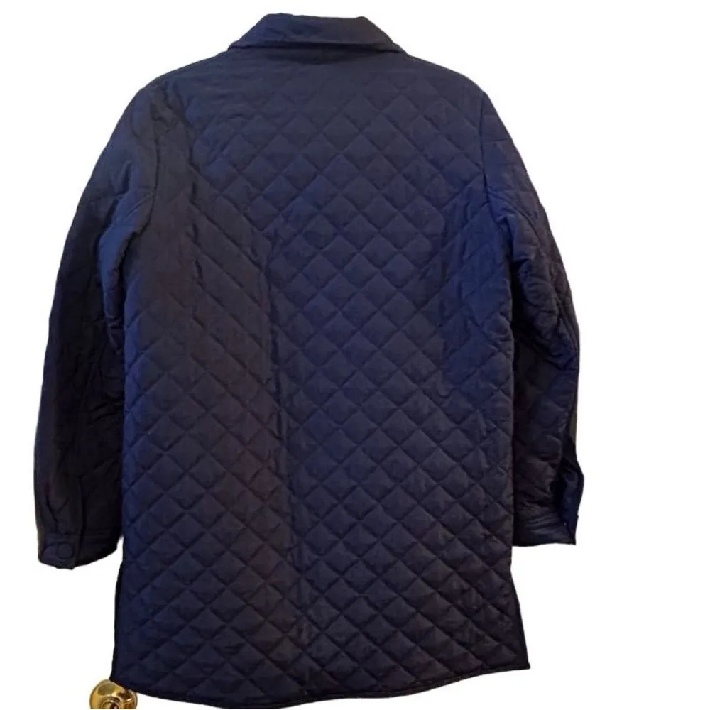 Jones New York Women's Quilted Pea Coat Navy Blue Double-Breasted Size S - Image 4