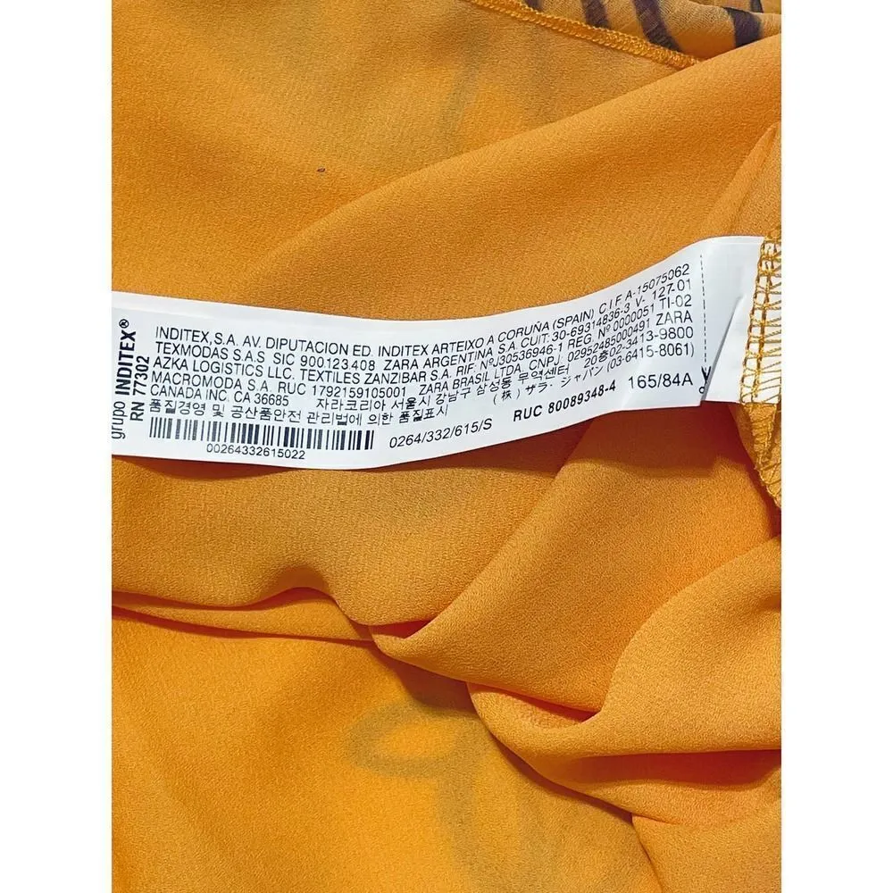 Zara x Dina Bukva Designer Drawing Cutout Halter Mini Dress Orange Black Small‎ - Image 6