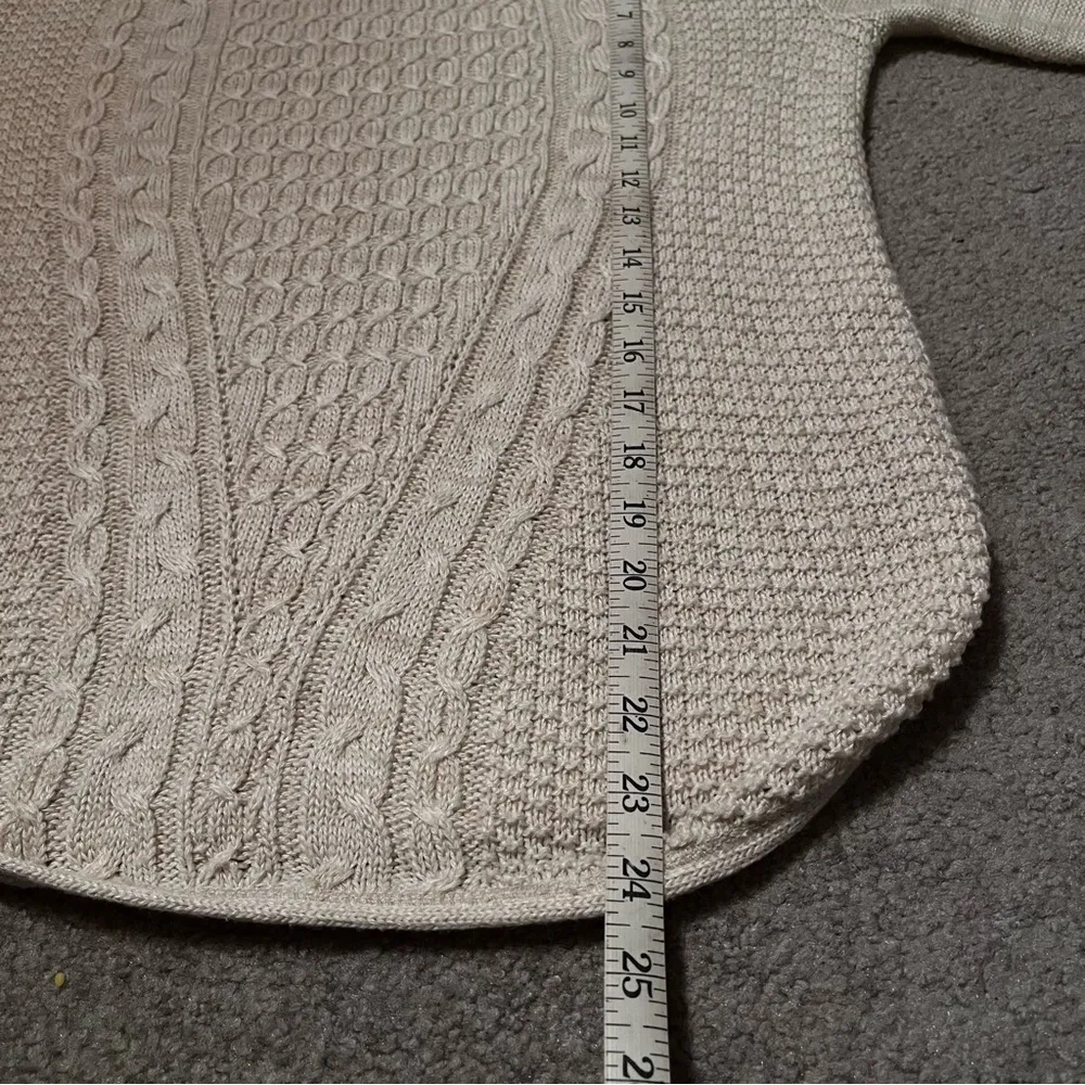 KIM ROGERS Women’s Beige Cable Knit 3/4 Sleeve Sweater - Image 9