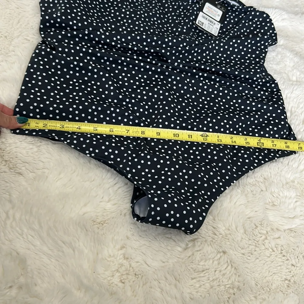 Ulla Popken Polka Dot Print Soft Lined One Piece Swimsuit Marine Size undefined - Image 11