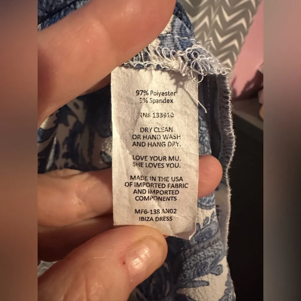 Show Me Your Mumu | Antiqua Stretch Ibiza Blue White Floral Dress, size M - Image 9