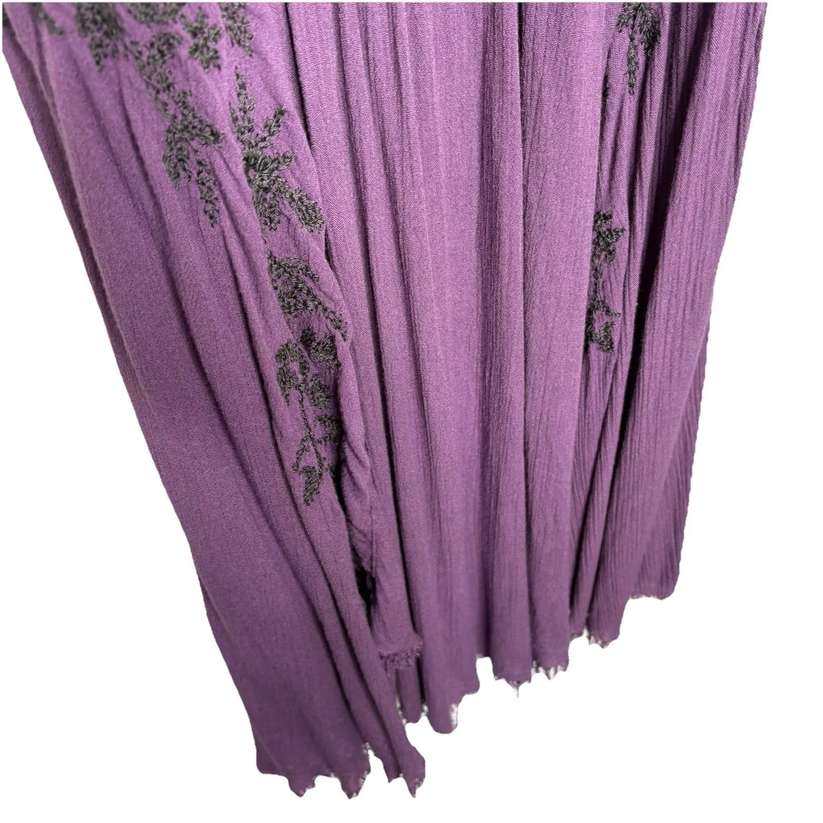 Intimately Free People Purple Black Embroidery Spaghetti Strap Babydoll Dress M - Image 4