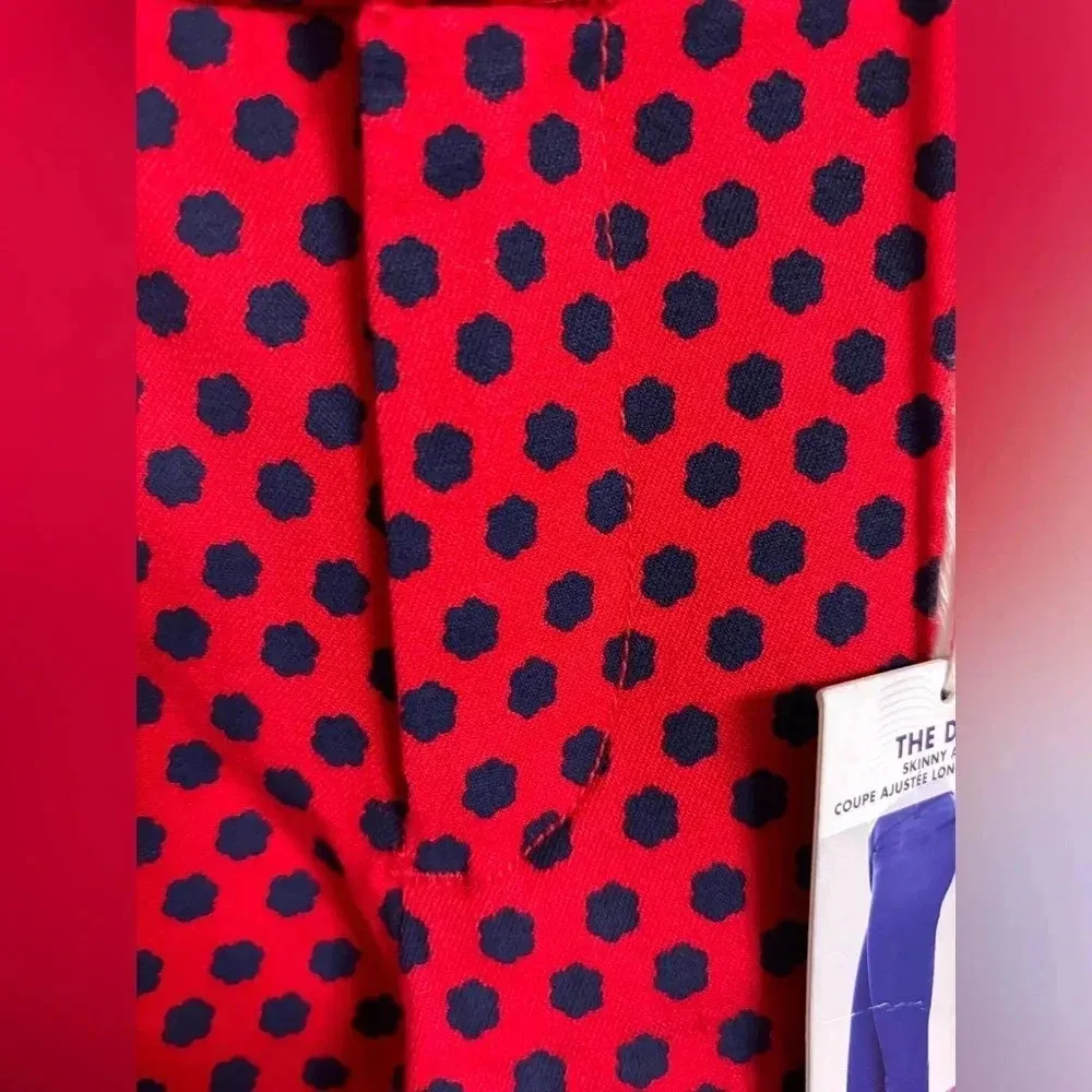Old Navy Diva Pants Red Navy Floral Dots New NWT Size 8 Skinny Ankle Stretch - Image 9
