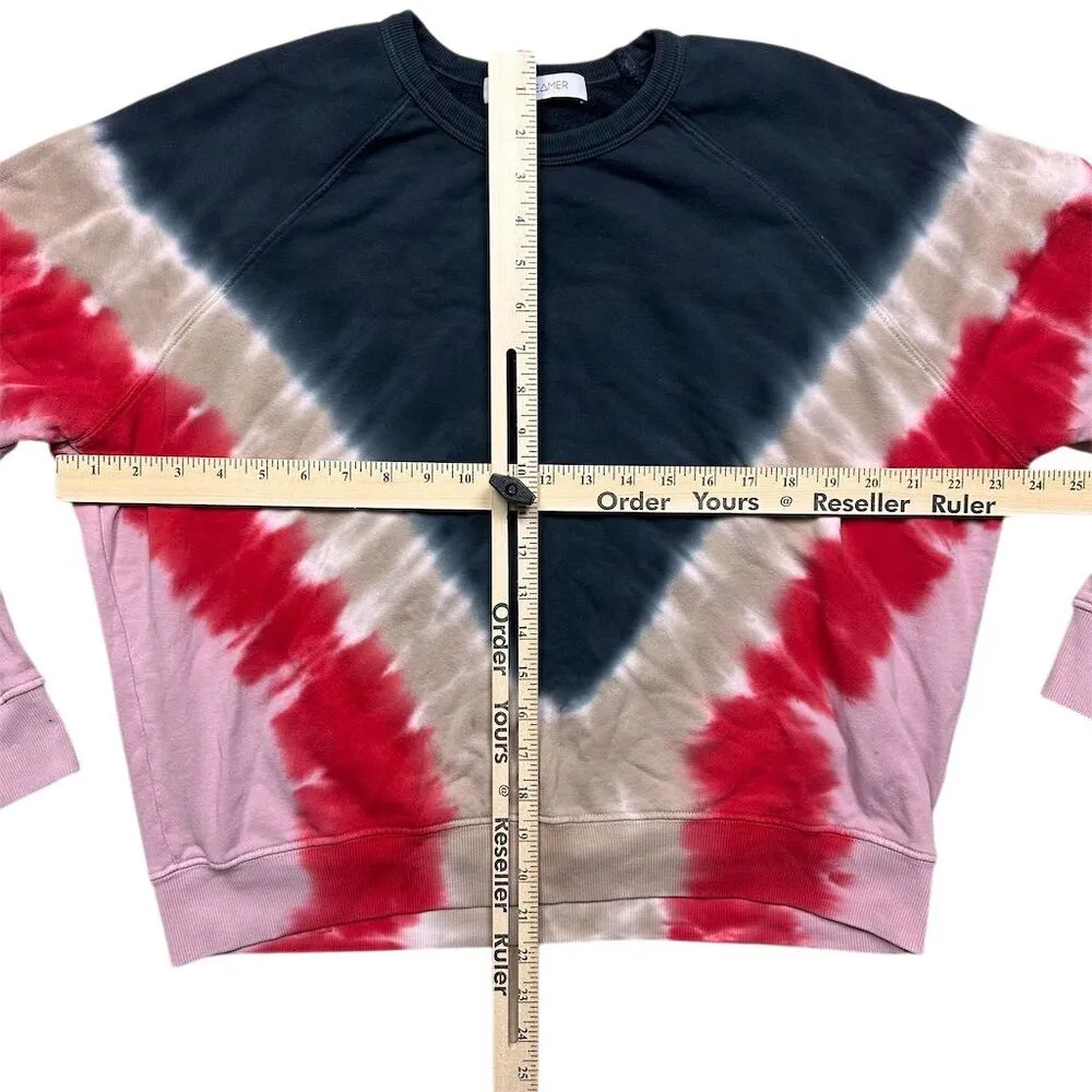 Daydreamer Women’s Flying V Tie Dye Varsity Crew Sweatshirt Size M - Image 4