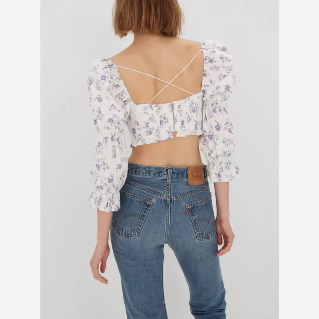 • For Love & Lemons Leslie blouse top white and purple xsmall - Image 3