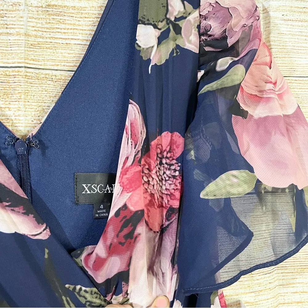 floral tiered chiffon lined gown women size 4 - Image 12