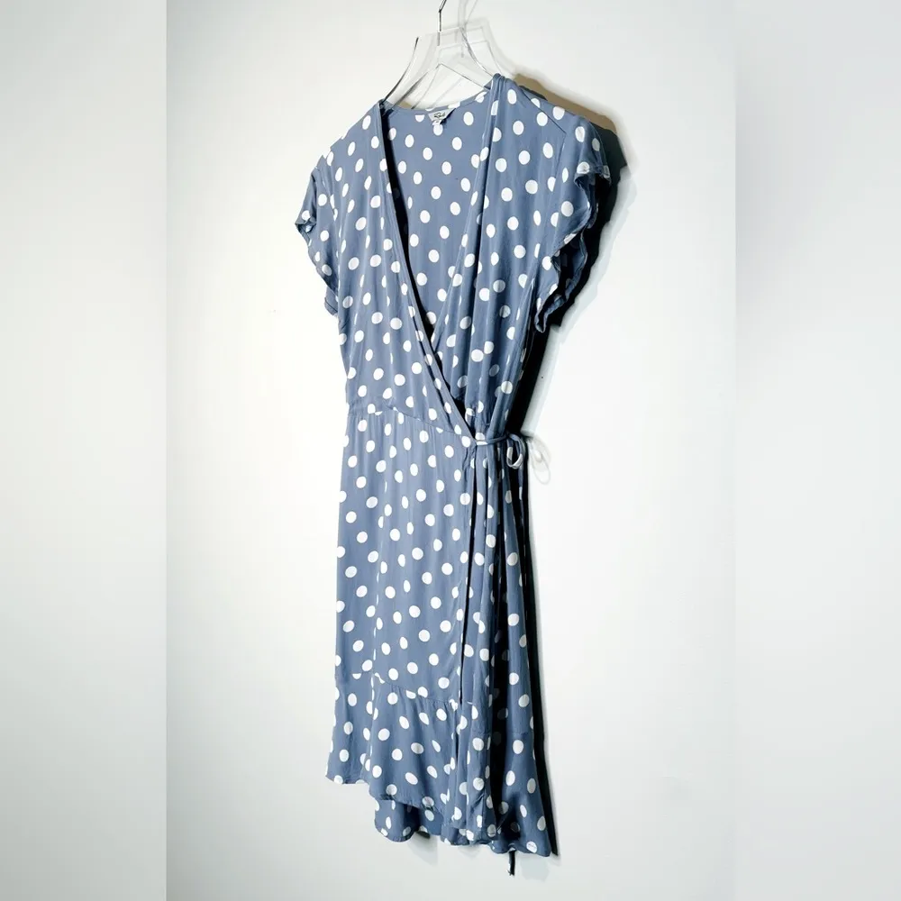 Rails Leanne Periwinkle Blue White Polka Dot Wrap Dress Size XS - Image 5