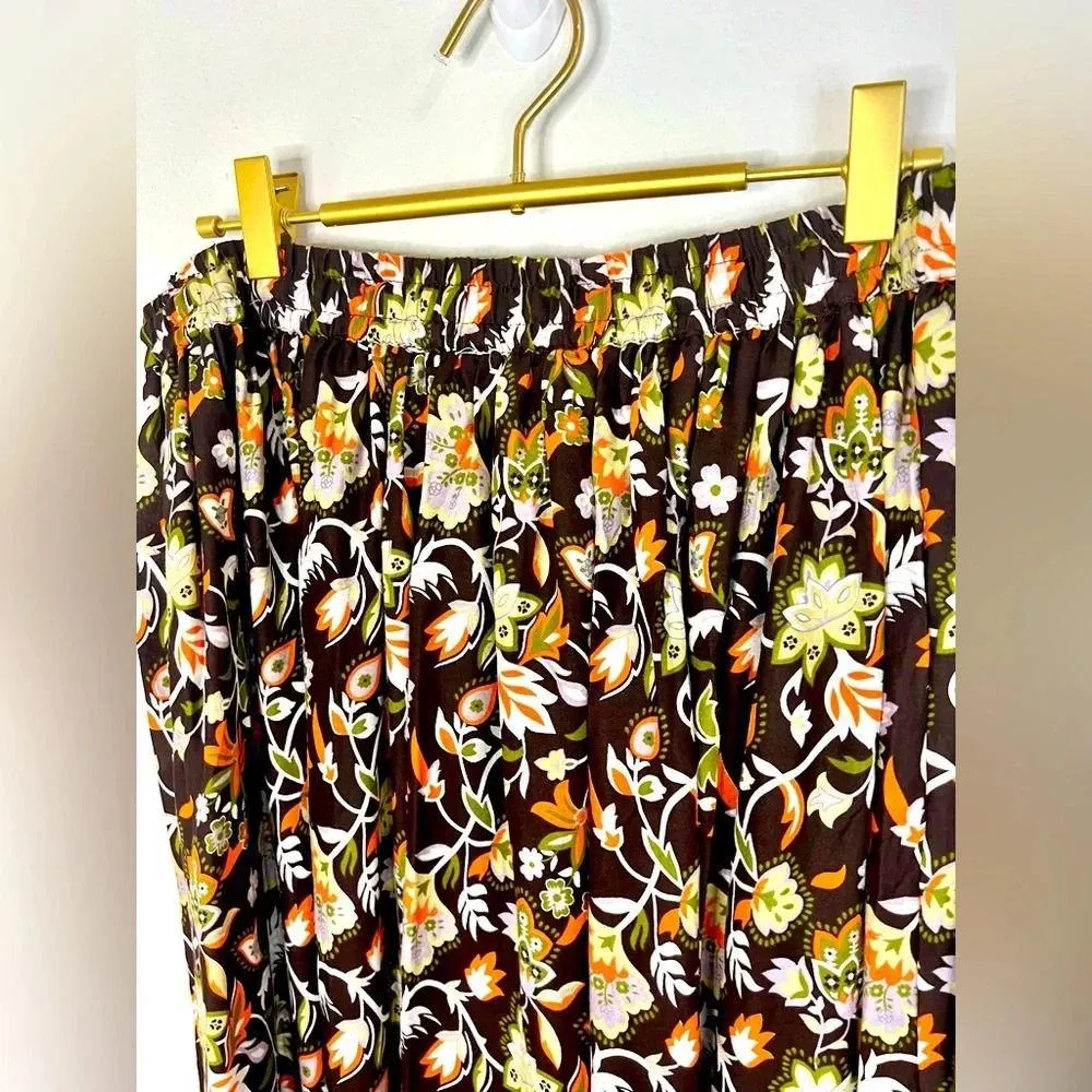 🆕 Gypsie Blu Brown and Muted Yellow Patterned Skirt Size M - Image 9