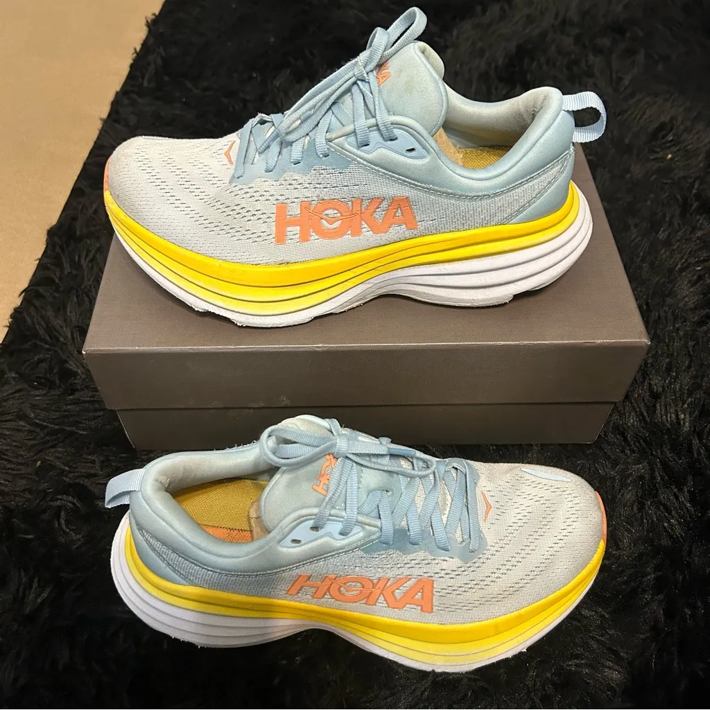 HOKA One One Bondi blue running athletic training lace up shoes sneakers sz 7.5 - Image 8