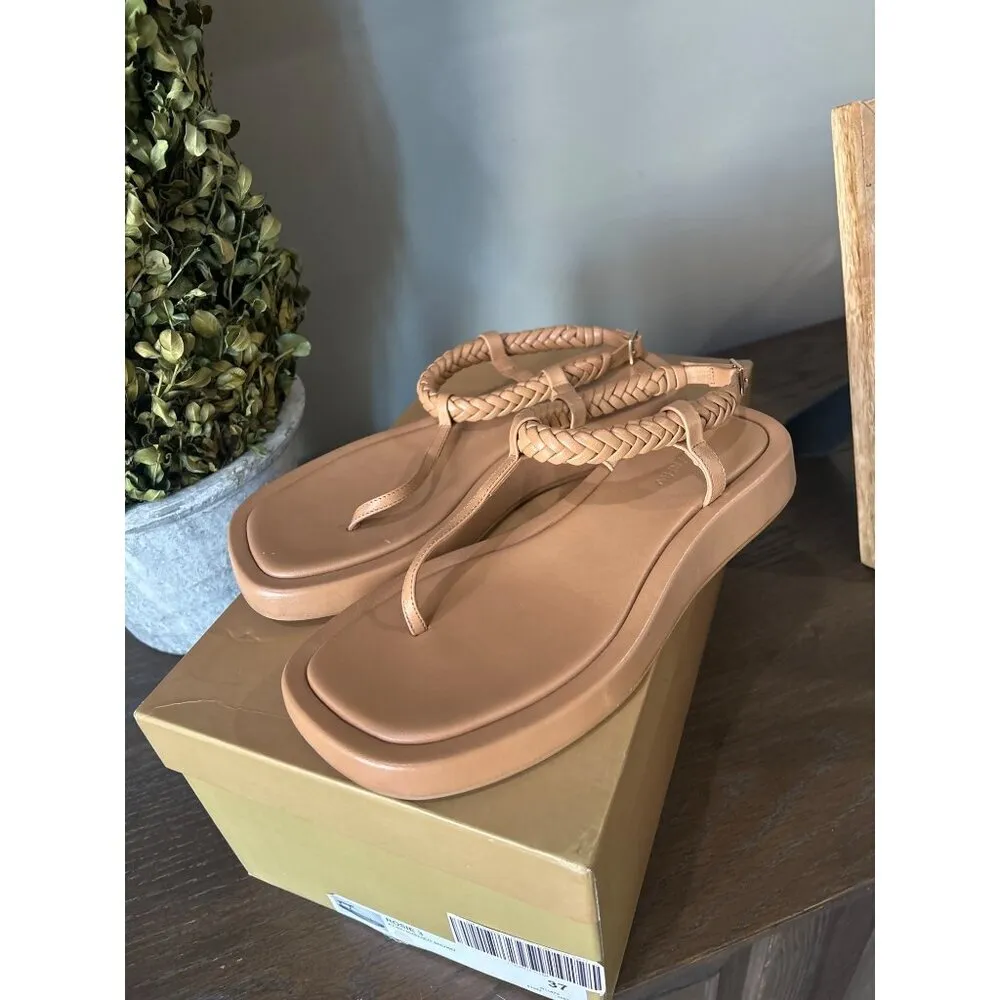 GIA BORGHINI x RHW Flat Thong Sandal Hazelnut Brown Womens Size 37 - Image 5